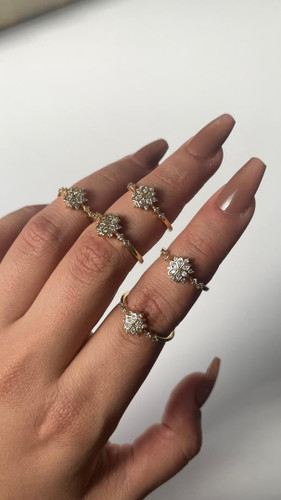 انگشتر زنانه طرح طلا مدل دانه برف نگین دار