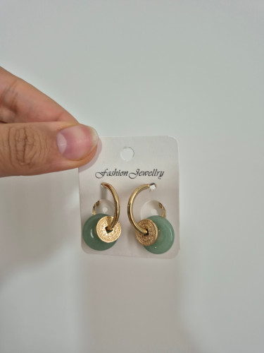 گوشواره زنانه مدل سنگ یشمی